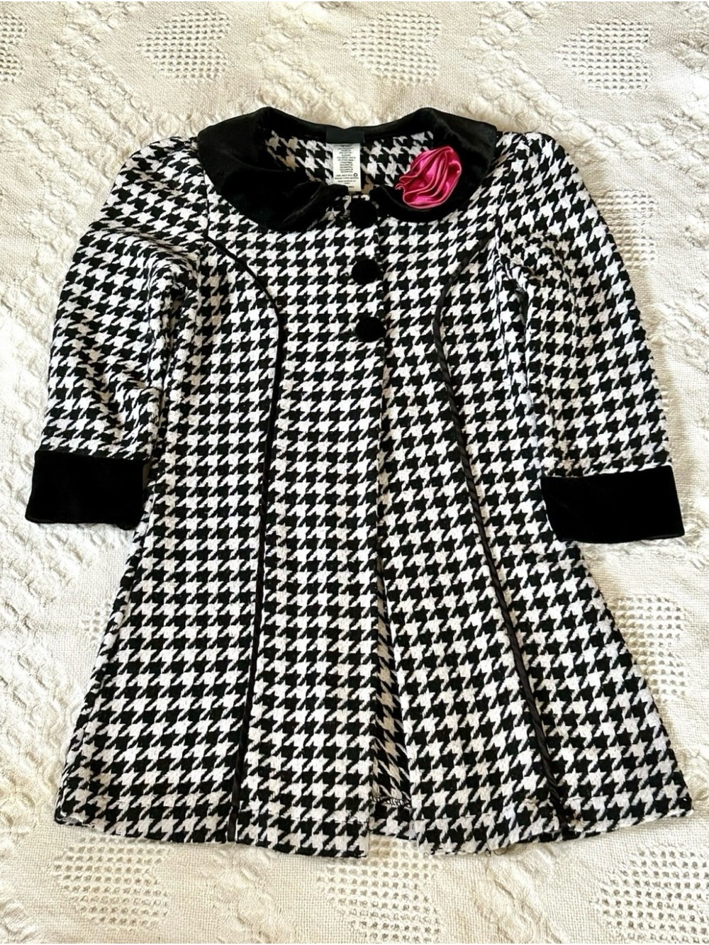 Girls Holiday Edition Houndstooth Pea Coat – Size 6/6X